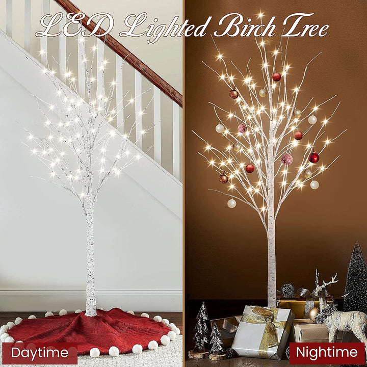 Hooseng Lighted Tree 4FT, 5FT and 6FT, Pack of 3, Fairy Light Tree Lamp Artificial Tree for Festival, Party, Christmas Decoration, Indoor and Outdoor Use, Warm White