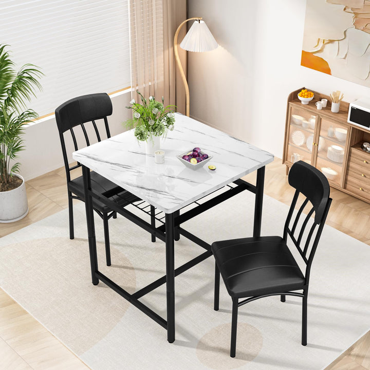 3-Piece Marble Table and Chairs Set
