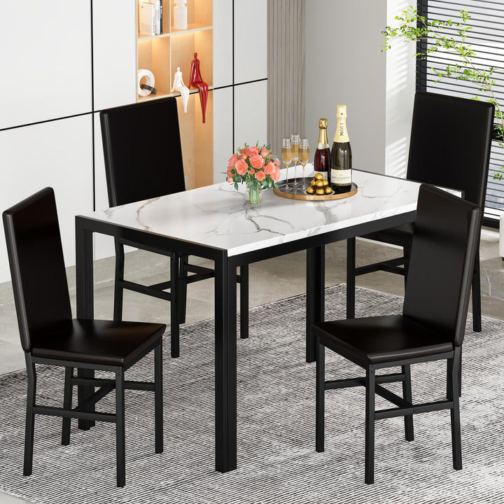 Faux Marble Table Dining Table Set for 4