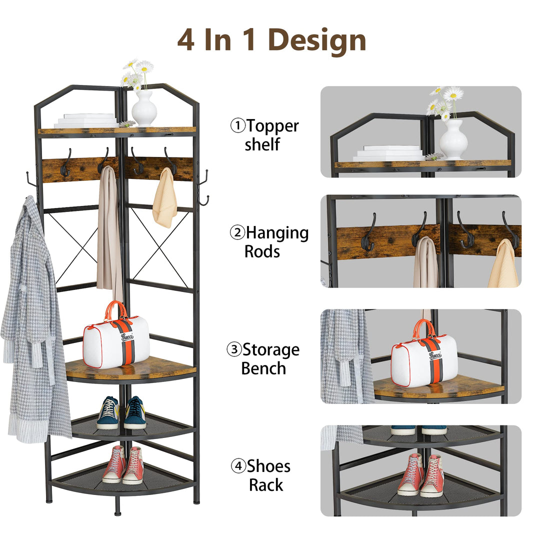 Multifunctional Entryway Shelf Organizer Coat Rack