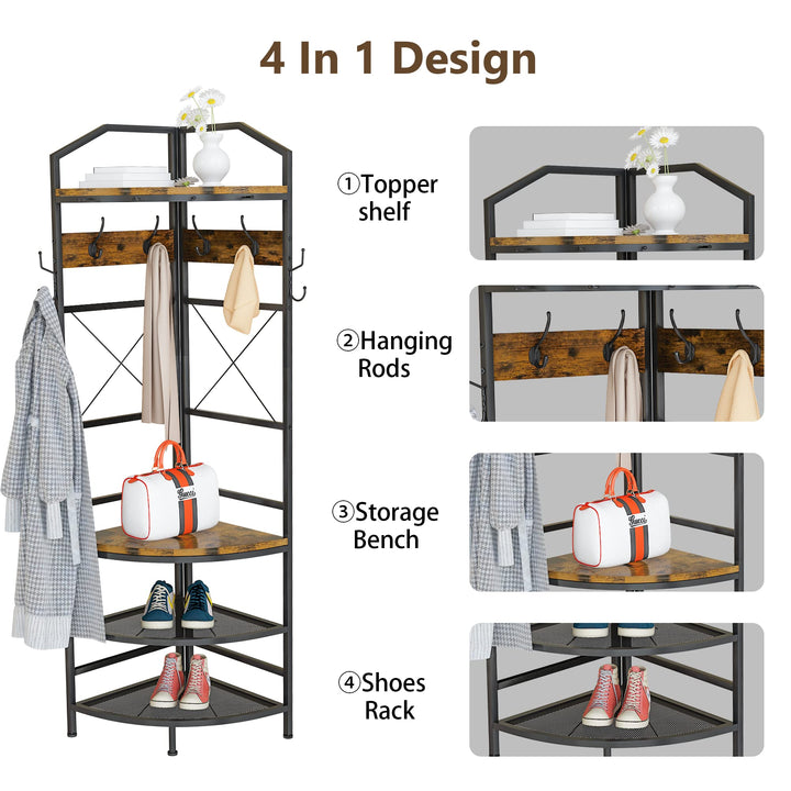 Multifunctional Entryway Shelf Organizer Coat Rack
