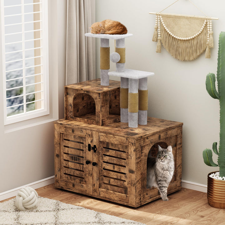 Cat Tree with Cat Litter Box Enclosure