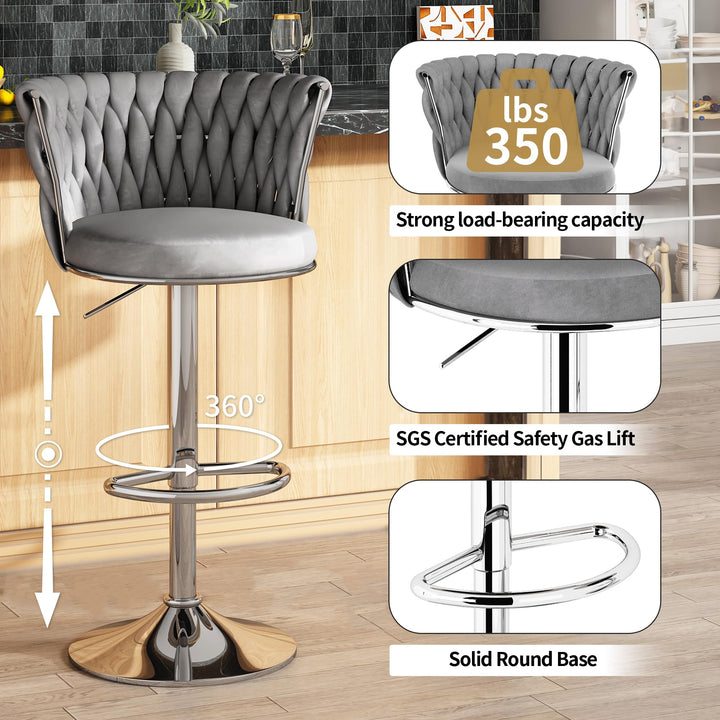 Modern Swivel Velvet Bar Stools Set of 4