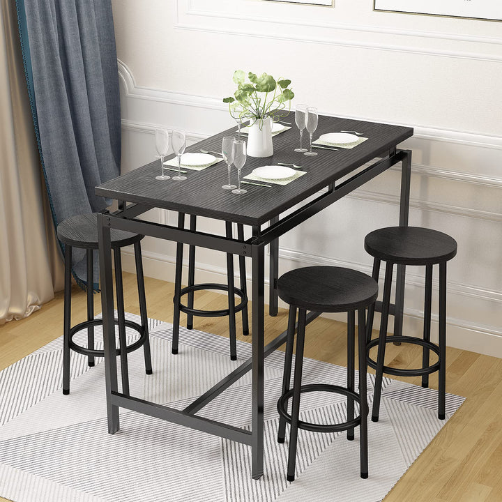 Lamerge Counter Height Dining Table & Chairs Set for 4,5 Piece Bar Table Set,Wood Kitchen Table & 4 Bar Stools for Small Spaces,Apartment, Pub,Dining Room,Rustic Brown, LCHD-RB