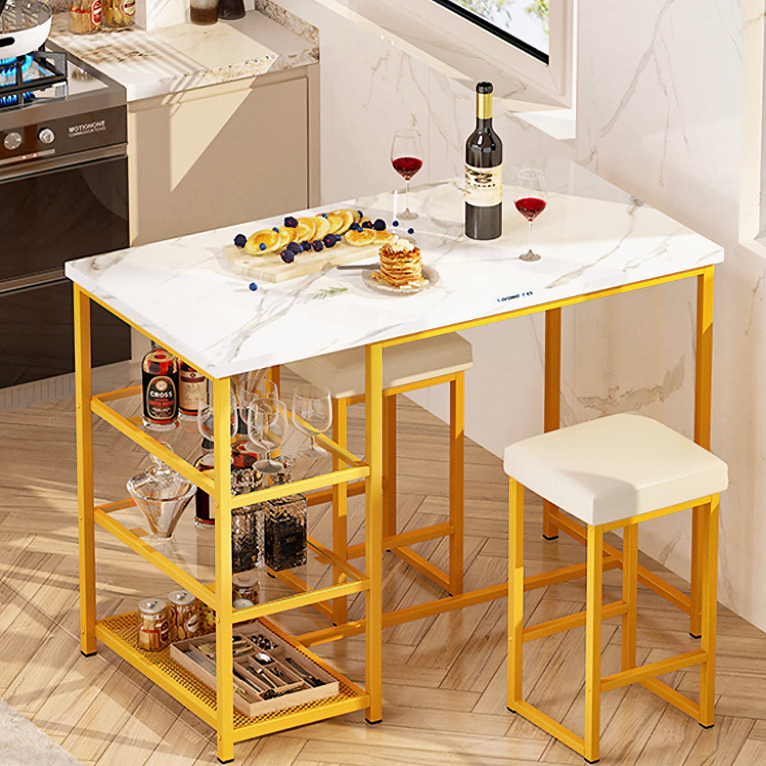 3-Piece Bar Dining Table Set with Storage