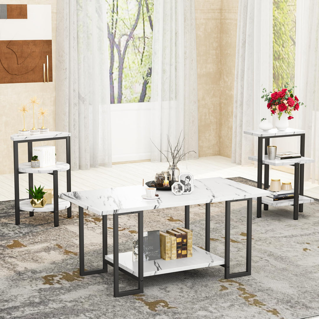 Faux Marble Coffee Table Set of 3