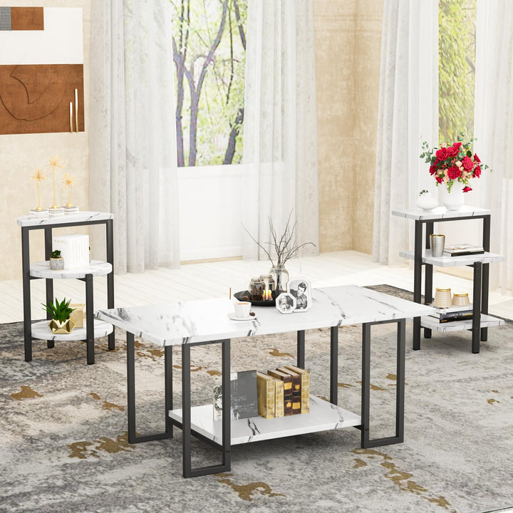 Faux Marble Coffee Table Set of 3