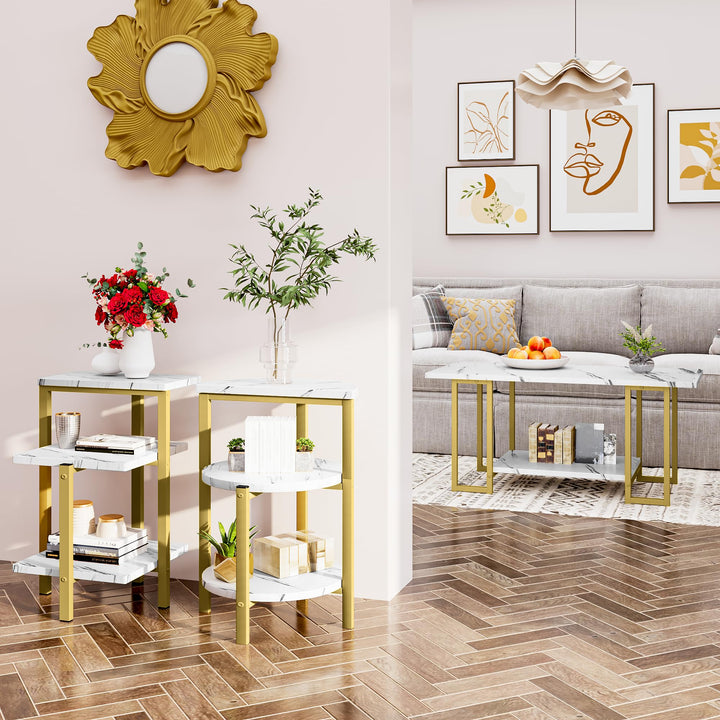 Faux Marble Coffee Table Set of 3