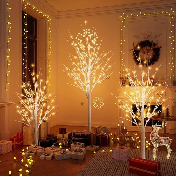Hooseng Lighted Tree 4FT, 5FT and 6FT, Pack of 3, Fairy Light Tree Lamp Artificial Tree for Festival, Party, Christmas Decoration, Indoor and Outdoor Use, Warm White
