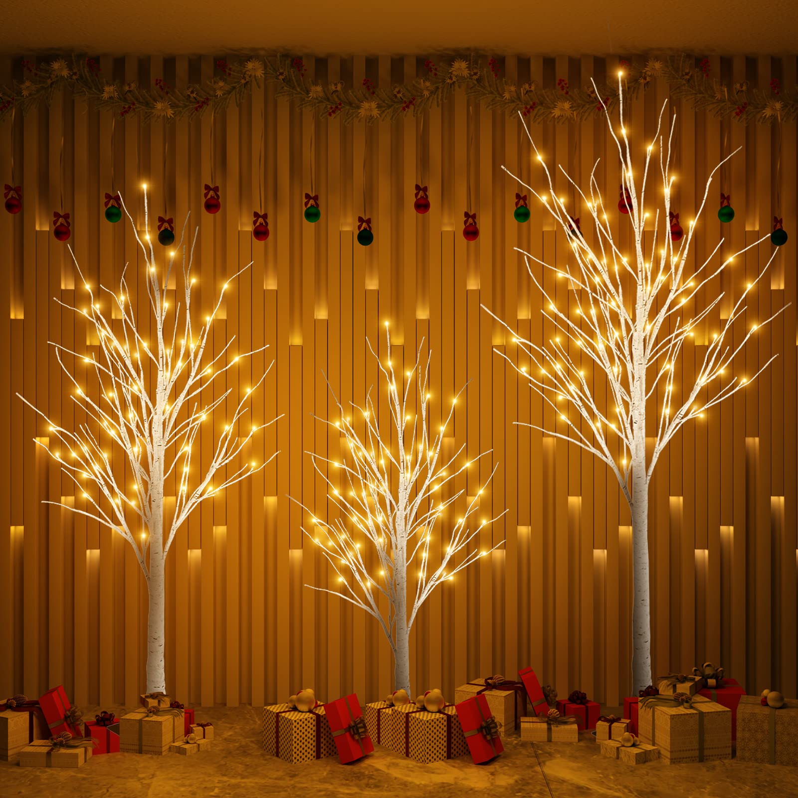 Hooseng Lighted Tree 4FT 5FT and 6FT Pack of 3 Fairy Light Tree Lam Hooseng Furniture