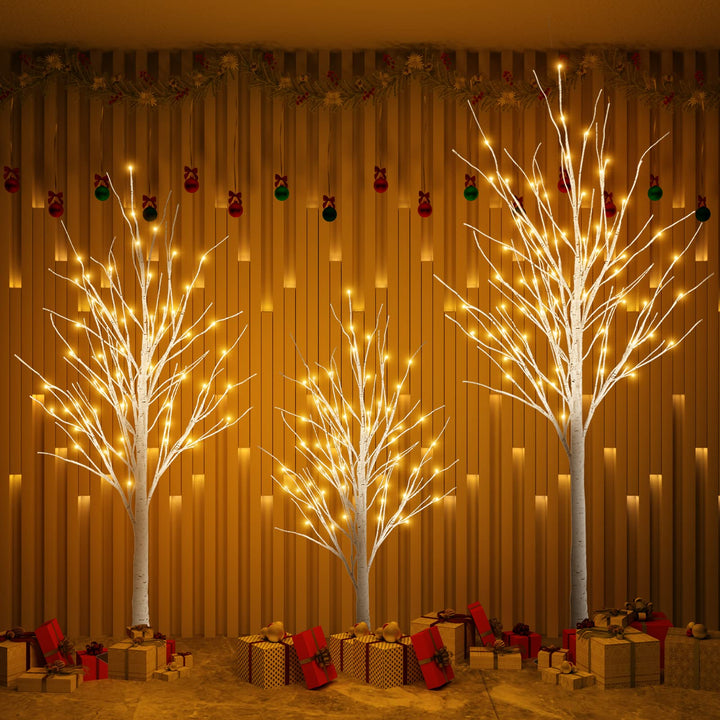 Hooseng Lighted Tree 4FT, 5FT and 6FT, Pack of 3, Fairy Light Tree Lamp Artificial Tree for Festival, Party, Christmas Decoration, Indoor and Outdoor Use, Warm White