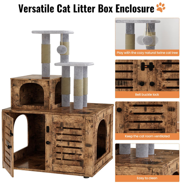 Cat Tree with Cat Litter Box Enclosure