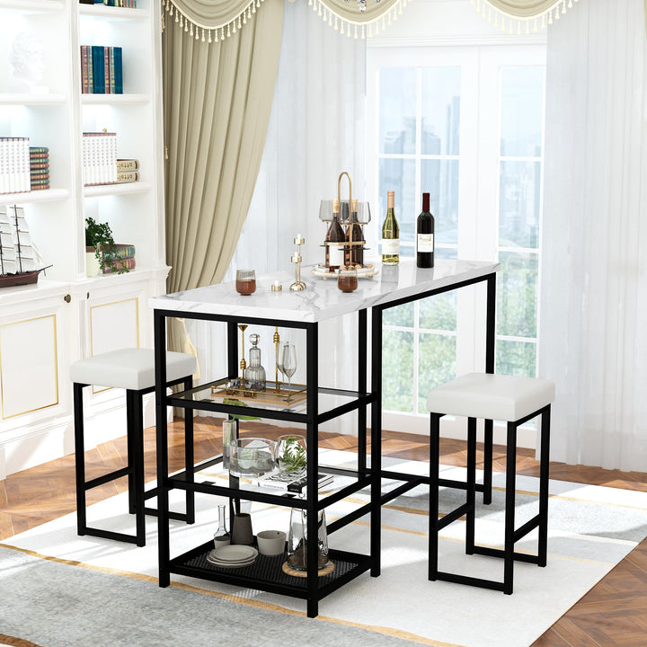 3-Piece Bar Dining Table Set with Storage