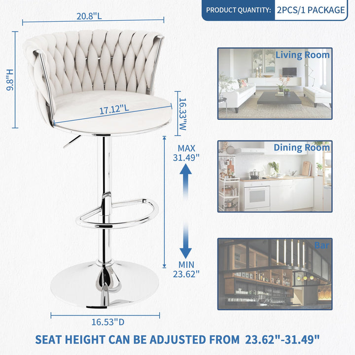 Modern Swivel Velvet Bar Stools Set of 4