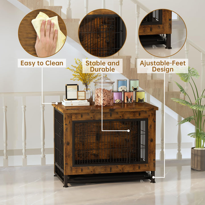 3-door Dog Crate Table with Removable Tray