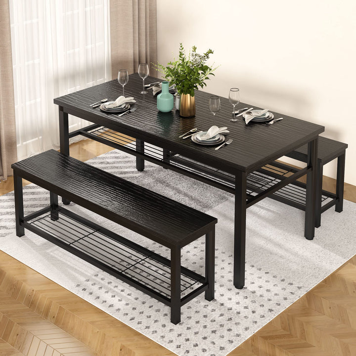 3-Piece Dining Table Set with Storage Shelf