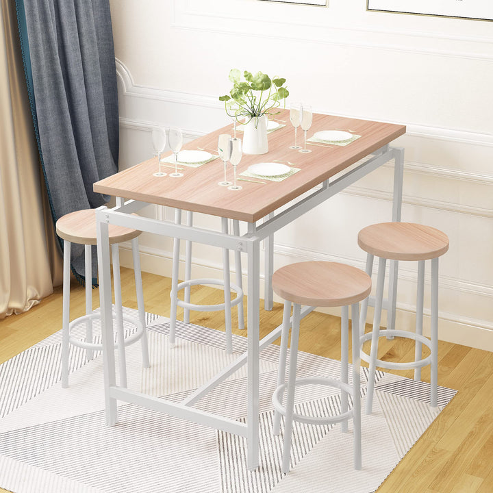 Lamerge Counter Height Dining Table & Chairs Set for 4,5 Piece Bar Table Set,Wood Kitchen Table & 4 Bar Stools for Small Spaces,Apartment, Pub,Dining Room,Rustic Brown, LCHD-RB