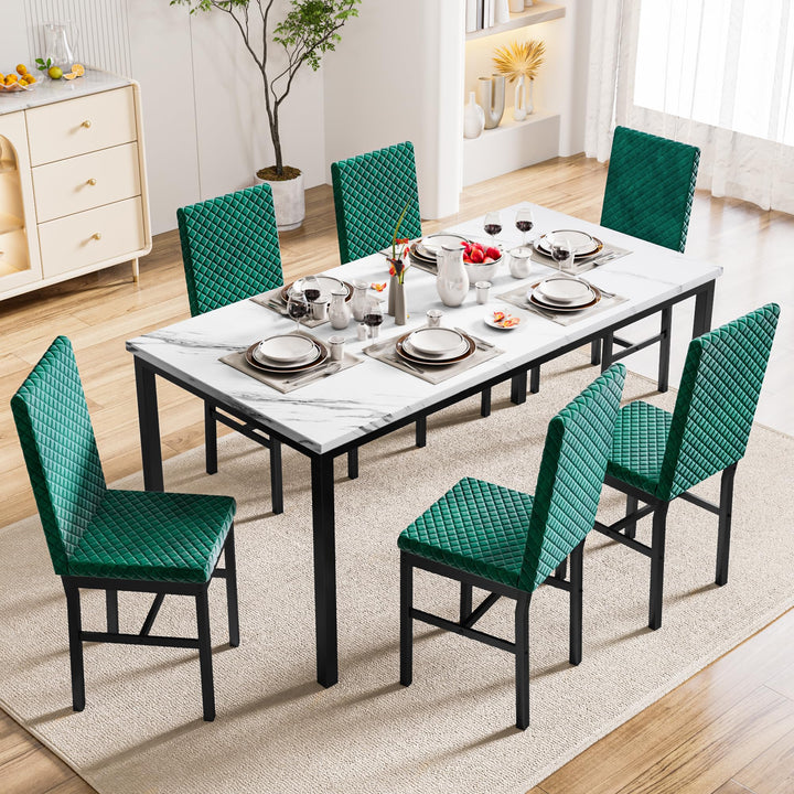 Faux Marble Dinner Table set for 6