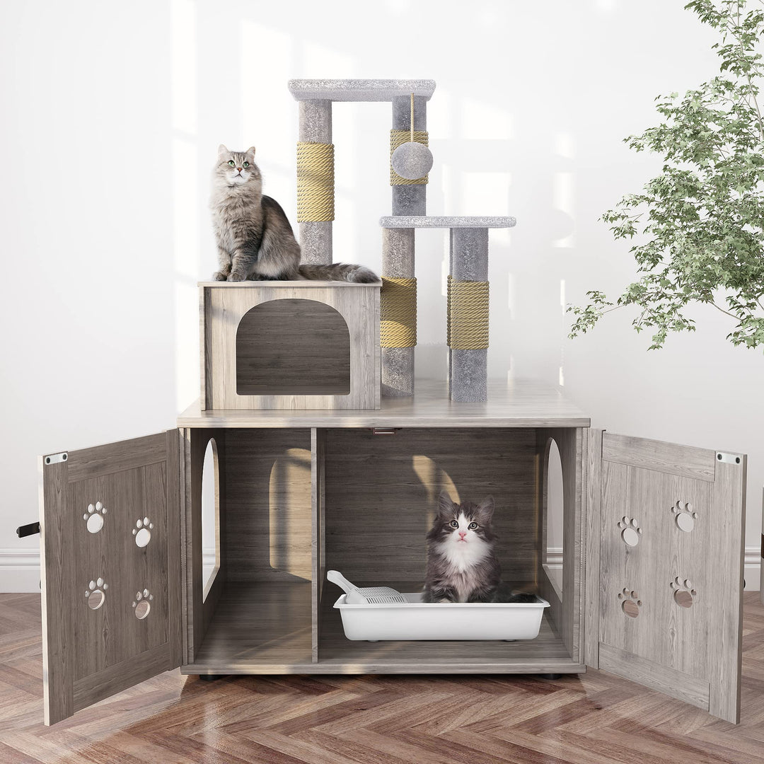 Cat Tree with Cat Litter Box Enclosure