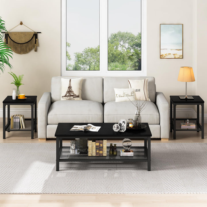 3 Pieces Industrial Living Room Table Set