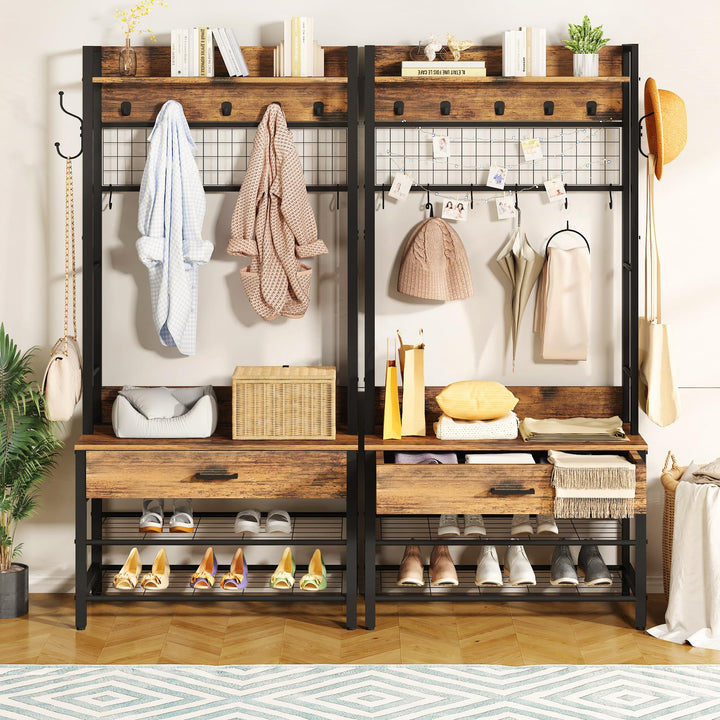 Entryway Coat Rack with Drawer