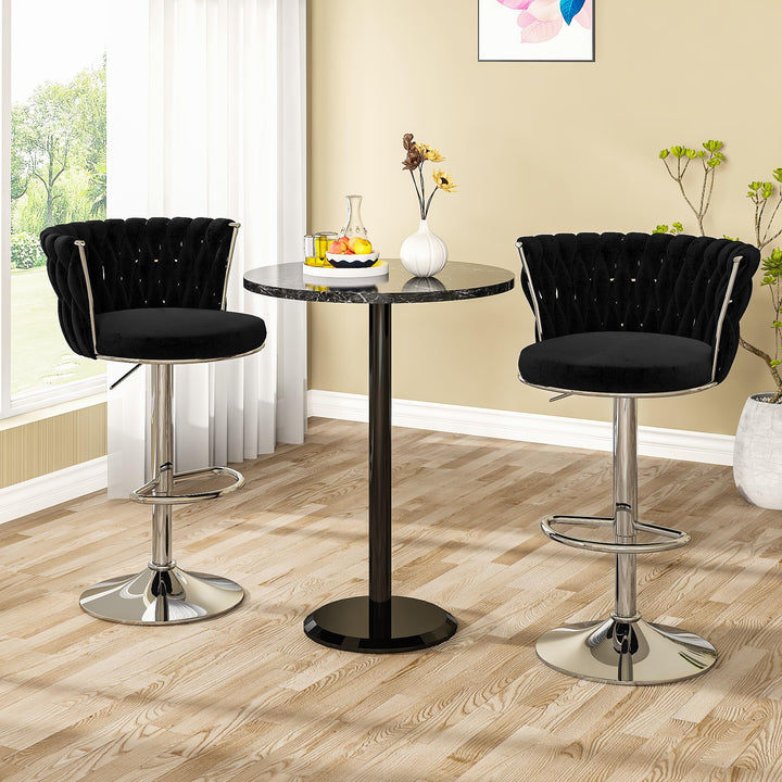 Modern Swivel Velvet Bar Stools Set of 4