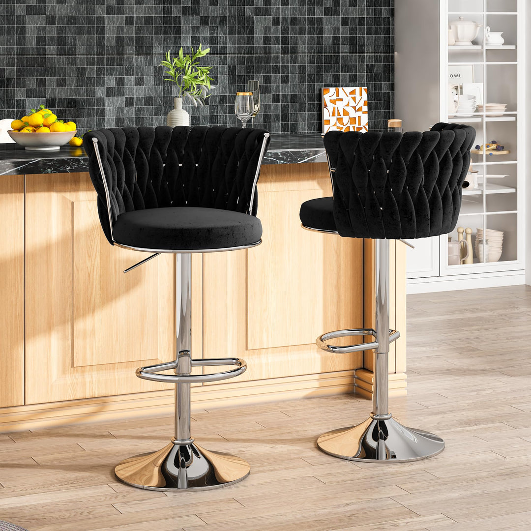 Modern Swivel Velvet Bar Stools Set of 4
