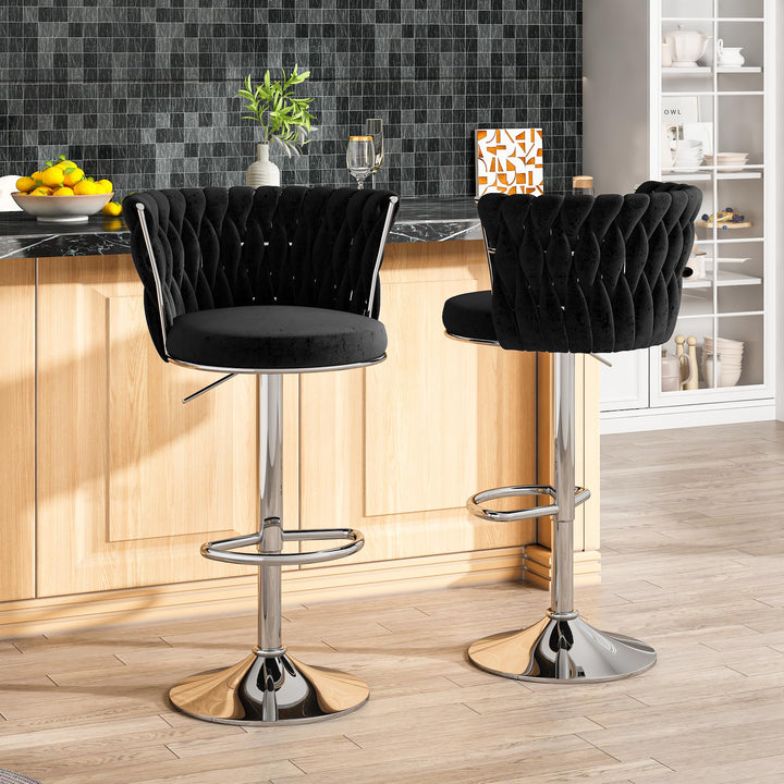 Modern Swivel Velvet Bar Stools Set of 4