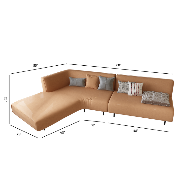 Madge Living Room Nordic Luxury Modern Leather Simple Down Corner Combination Sofa