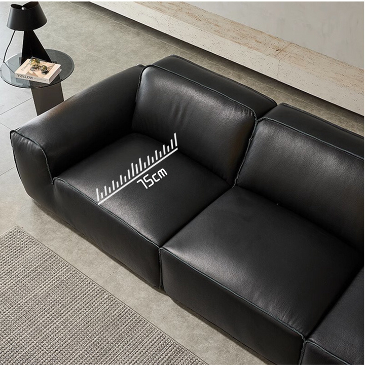 Chateau Full Leather Black Cow Straight Villa Sofa