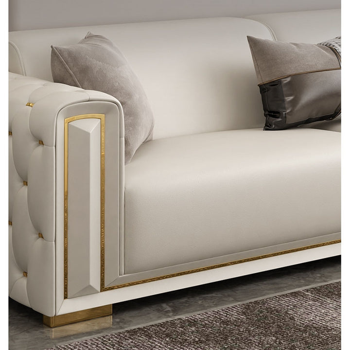 Sitka Nappa Leather Tufted Chesterfield Sectional Sofa with Chaise