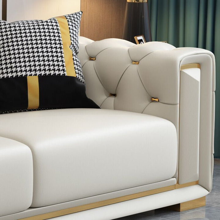Sitka Nappa Leather Tufted Chesterfield Sectional Sofa with Chaise