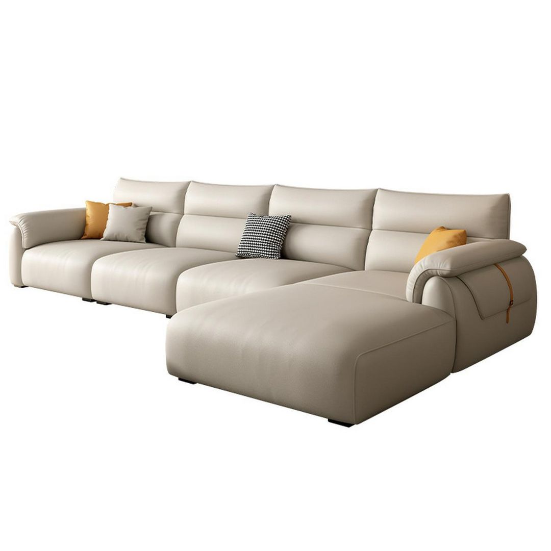 Baxter Leather L-Shape Sofa with Scratch-Resistant Feature