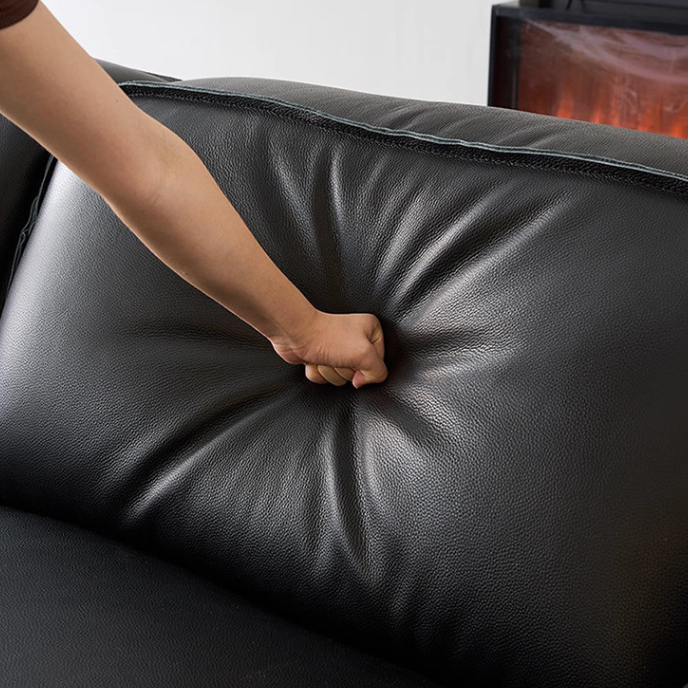 Chateau Full Leather Black Cow Straight Villa Sofa