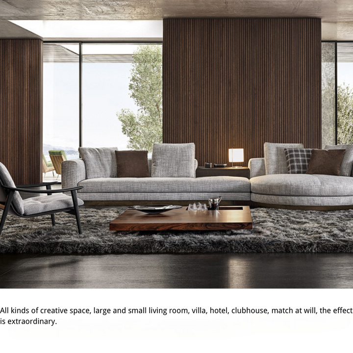 Italy Connely Style 3 Seater Sofa with Round Chaise
