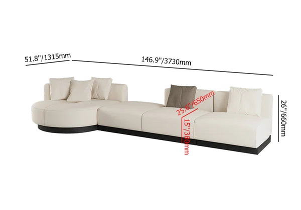 146.9'' L-Shaped Sectional Corner Modern Modular Sofa