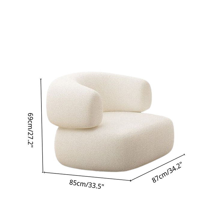 Ghita White Boucle 3 Seats Curved Sofa with Chair