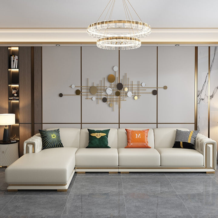 Sitka Nappa Leather Tufted Chesterfield Sectional Sofa with Chaise