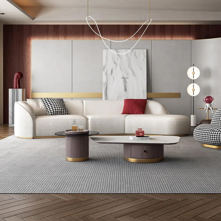 Ghita Lambswool Curved White Sectional Sofa