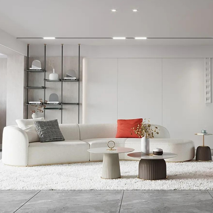 Ghita Lambswool Curved White Sectional Sofa