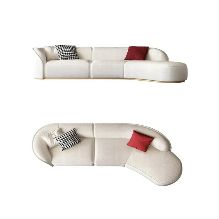 Ghita Lambswool Curved White Sectional Sofa