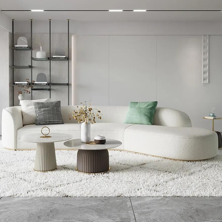 Ghita Lambswool Curved White Sectional Sofa
