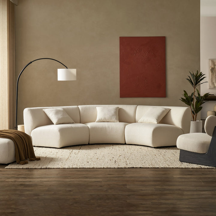 Auburn Velvet Curved Modular 4 Seater Sofa