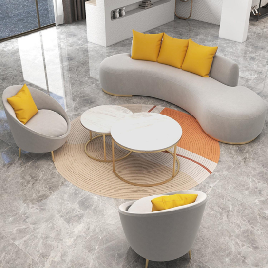 Ghita Velvet Curved Sofa with 2 Pear Chairs - 3 Pieces