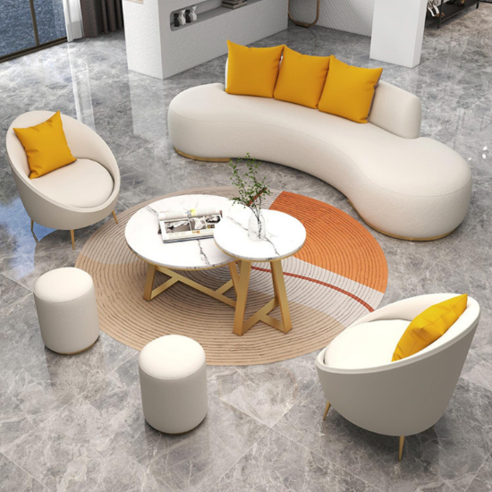 Ghita Velvet Curved Sofa with 2 Pear Chairs - 3 Pieces