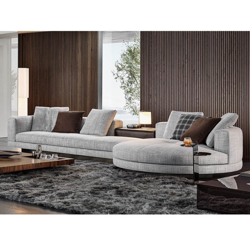 Italy Connely Style 3 Seater Sofa with Round Chaise