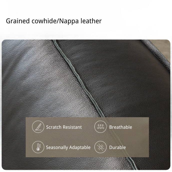 Chateau Full Leather Black Cow Straight Villa Sofa
