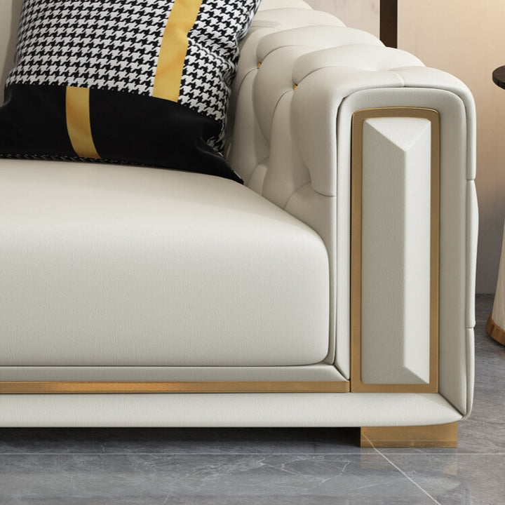 Sitka Nappa Leather Tufted Chesterfield Sectional Sofa with Chaise