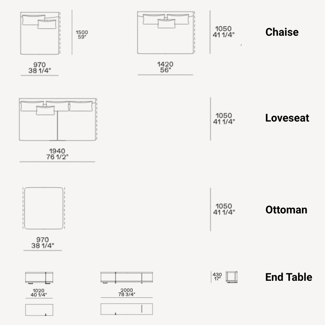 Rottnest Linen 7 Pieces Sectional with End Tables