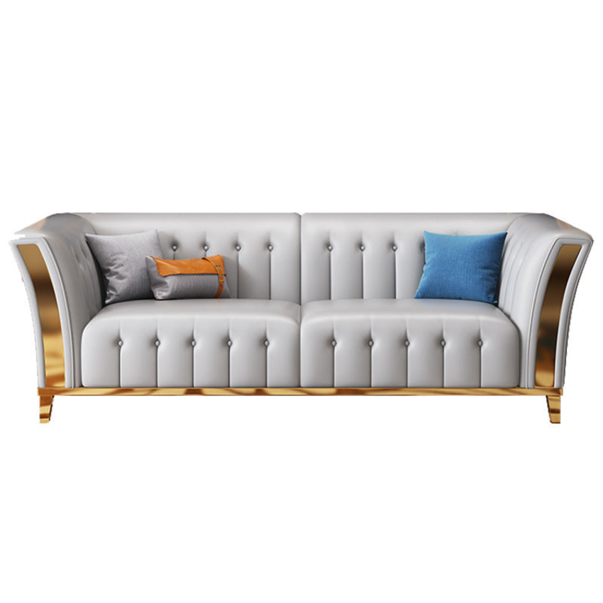 Sitka Nappa Leather 3-Piece Grey Luxury Chesterfield Sofa Set